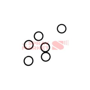 Black Purg Rod O-Ring kit components for spray equipment.