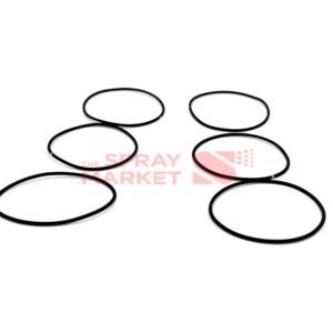 Set of black spray nozzle back caps for spray products.