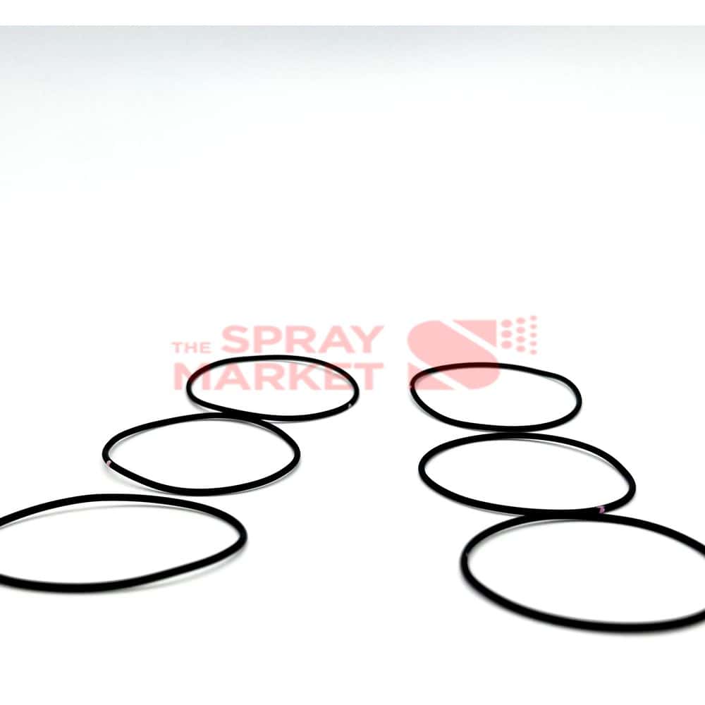 Set of black silicone O-rings for spray equipment and sealing applications.