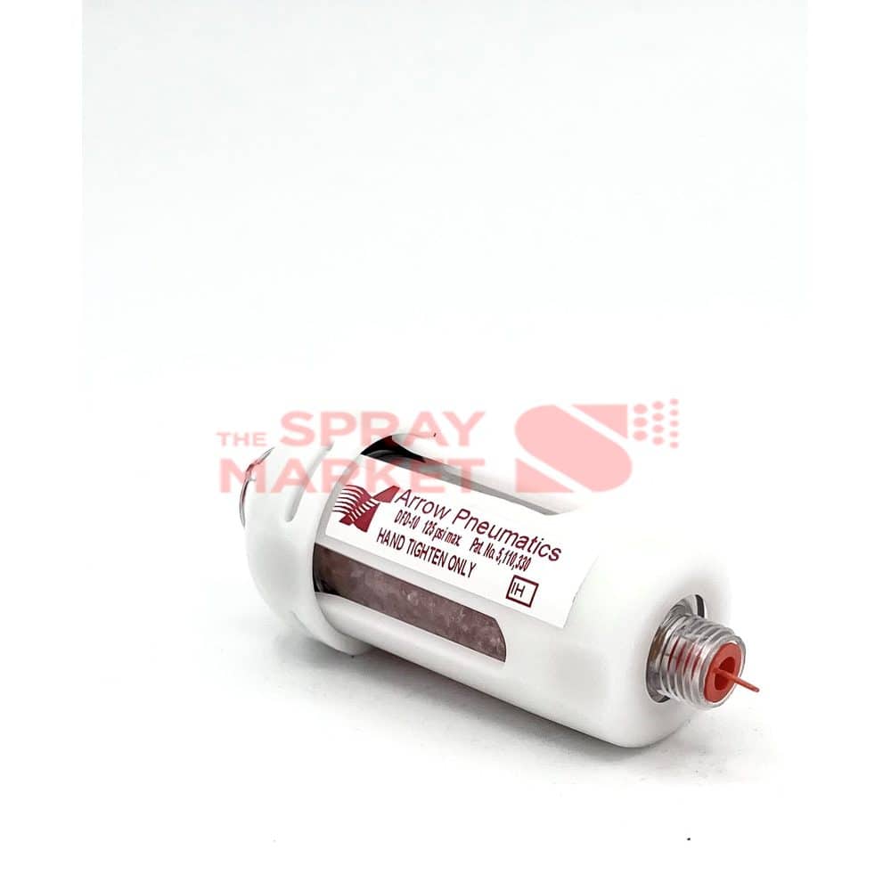 White spray bottle with red nozzle for paint or liquid application.