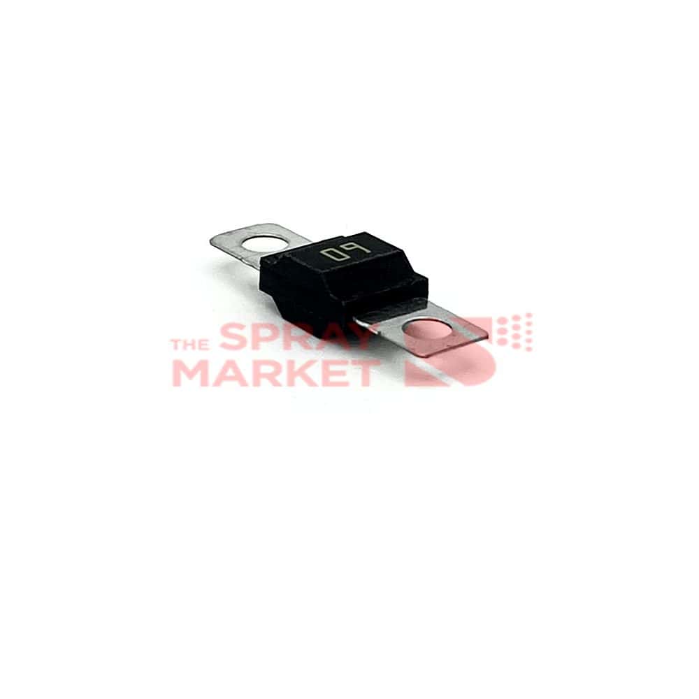 Close-up of a black electronic fuse with digital display for spray products.