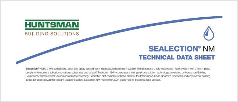 Sealection NM spray foam insulation for energy efficiency and building comfort.
