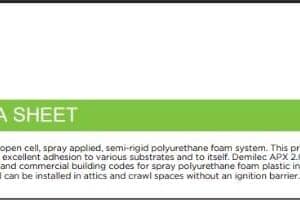 Demilec APX 2.0 technical data sheet for spray foam insulation.