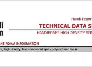 Technical data sheet for Handi-Foam high-density spray foam insulation.