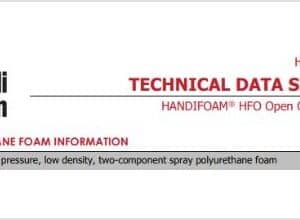 Technical data sheet for Handi Foam HFO Open Cell polyurethane foam.
