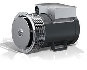 Industrial generator with black and silver components for power supply.