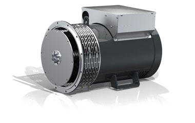 Industrial generator with black and silver components for power supply.