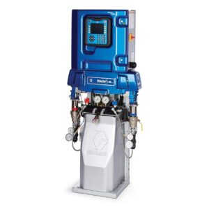 Industrial spray system with digital control panel and gauges for precision application.