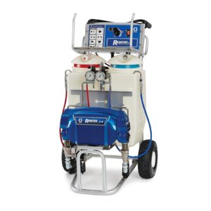 High-capacity spray machine with hoses and gauges for industrial applications.
