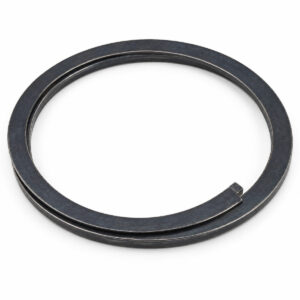 Close-up of a black rubber ring retaining for industrial use.