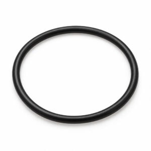 Black rubber O-ring for industrial sealing applications.