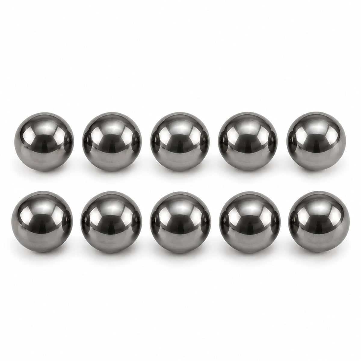 Set of ten stainless steel check balls for spray equipment.