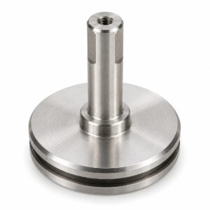Precision-machined piston part for industrial spray equipment.
