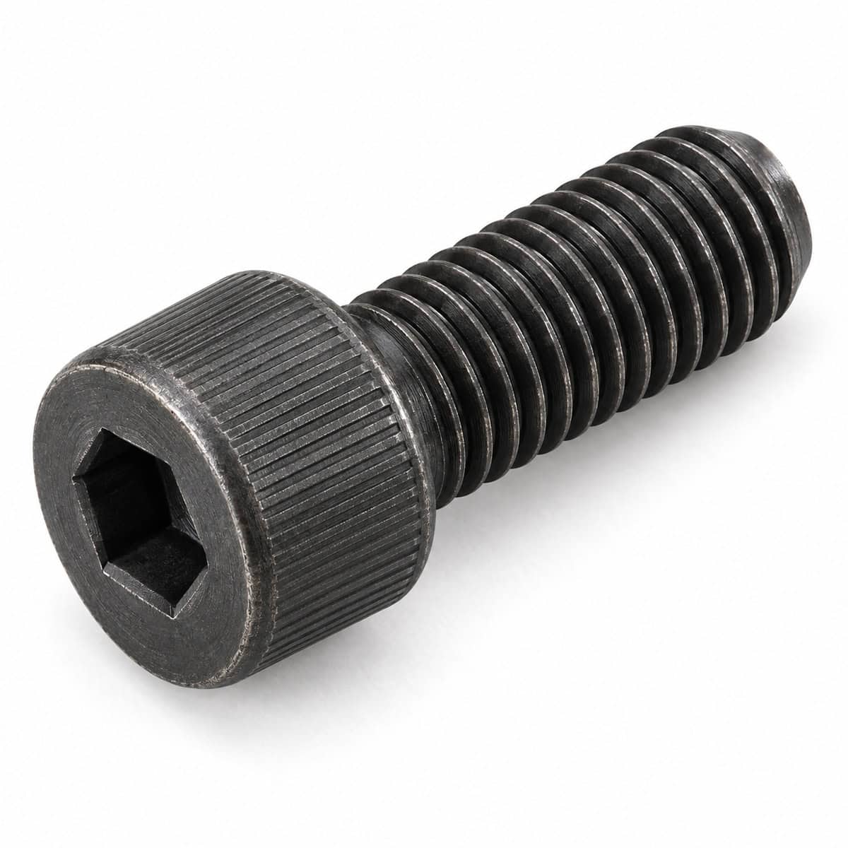 Black hex socket head screw for spray equipment and tools.