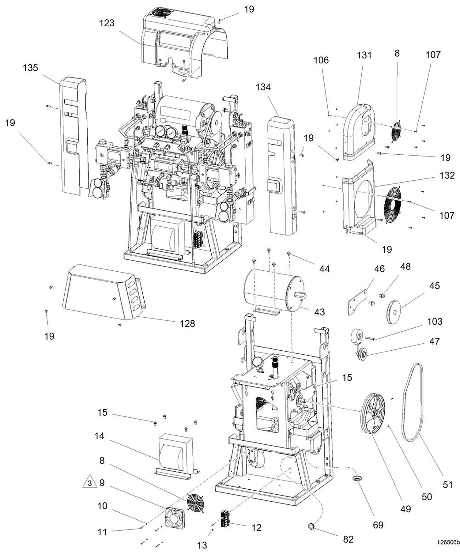 Graco Reactor 2 H-40 covers, motor and drive parts diagram