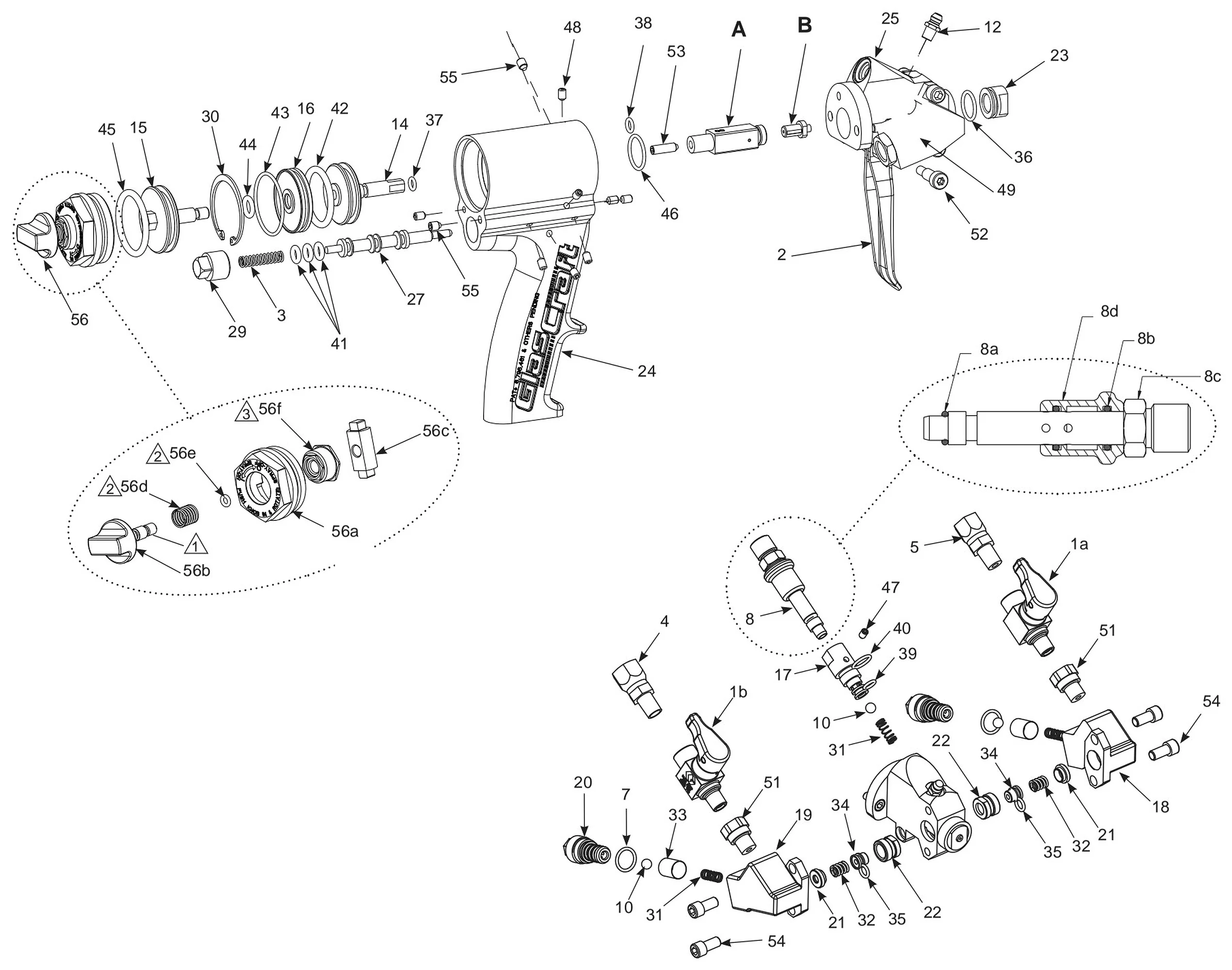 Graco Probler P2 dispense gun exploded parts diagram